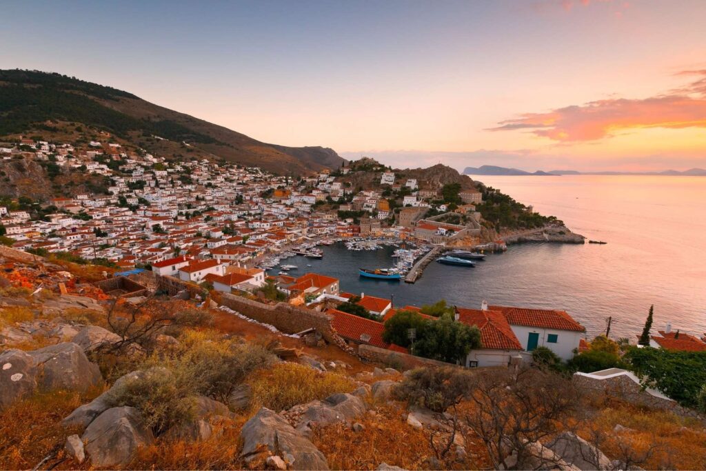 Hydra town seen from the water