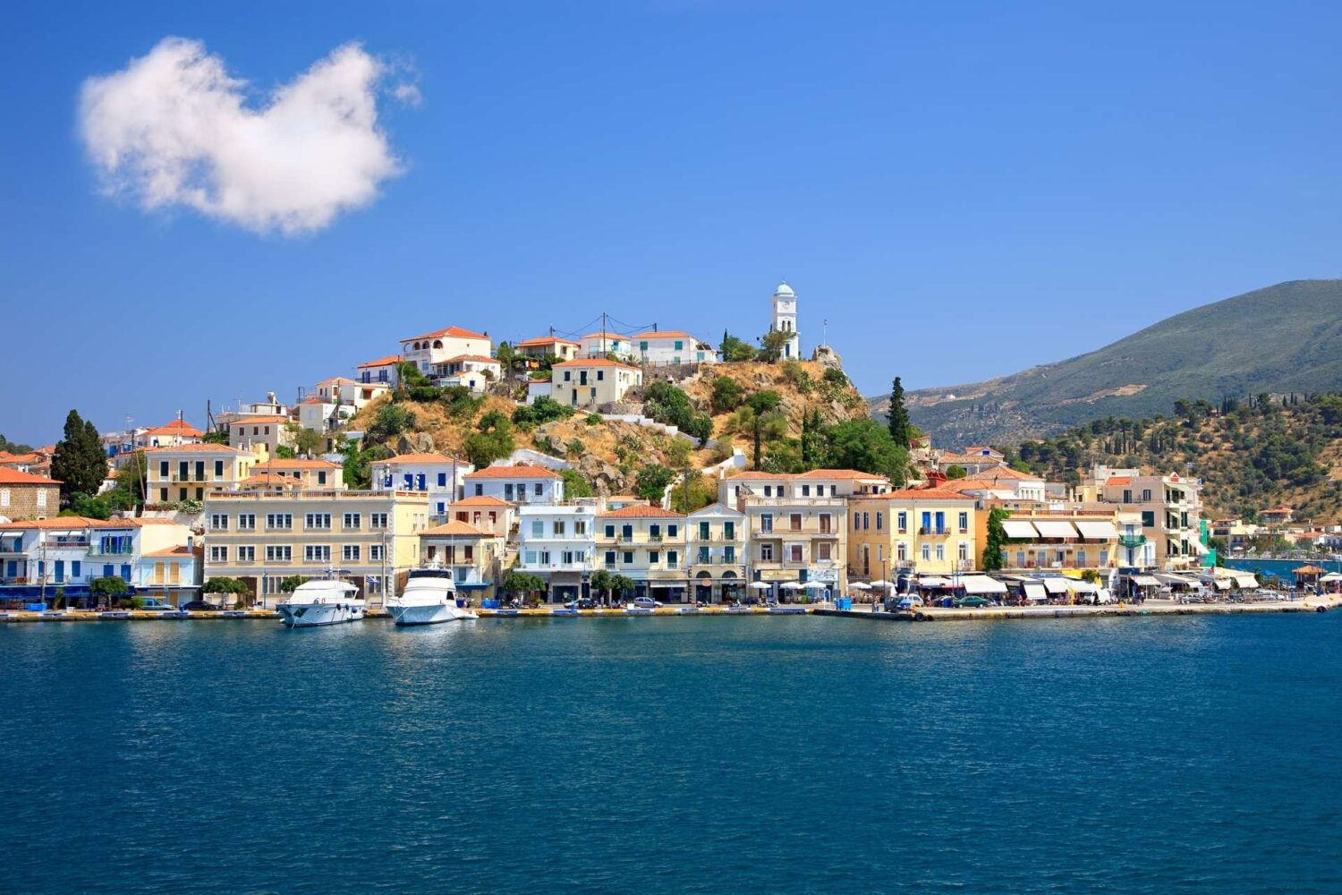 Arriving by yacht in Poros