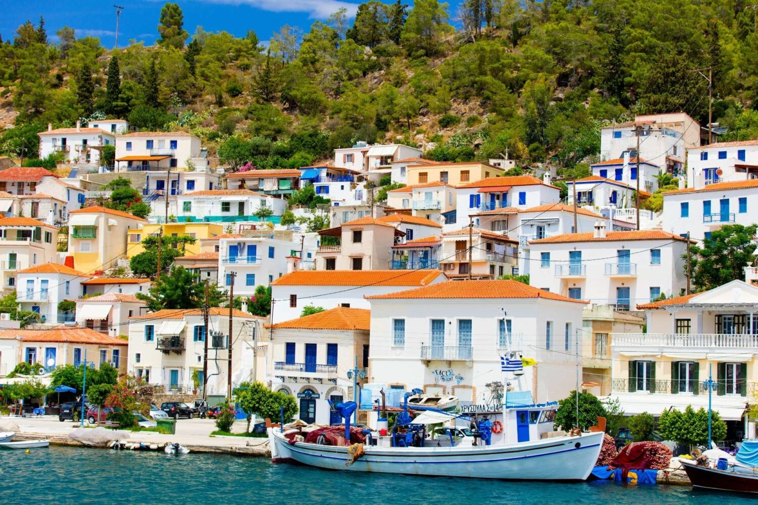 Poros town on the hillside
