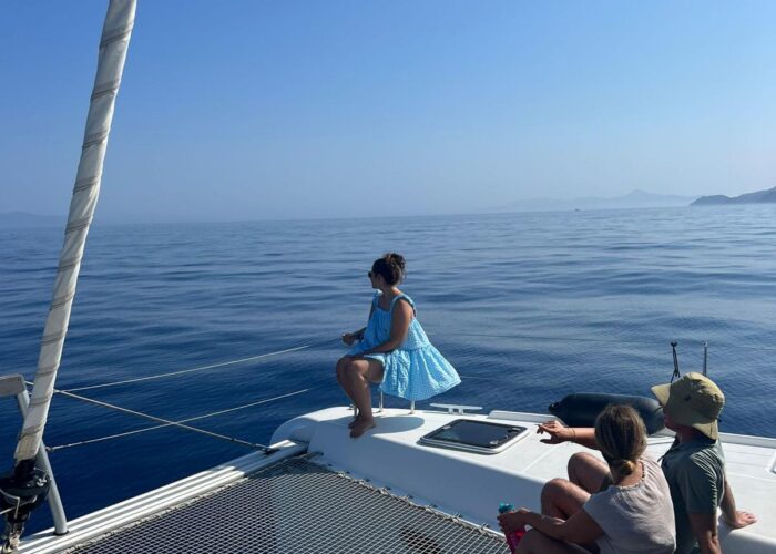 Calm seas relaxing on the bow