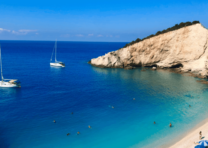 Milos yachts on anchor