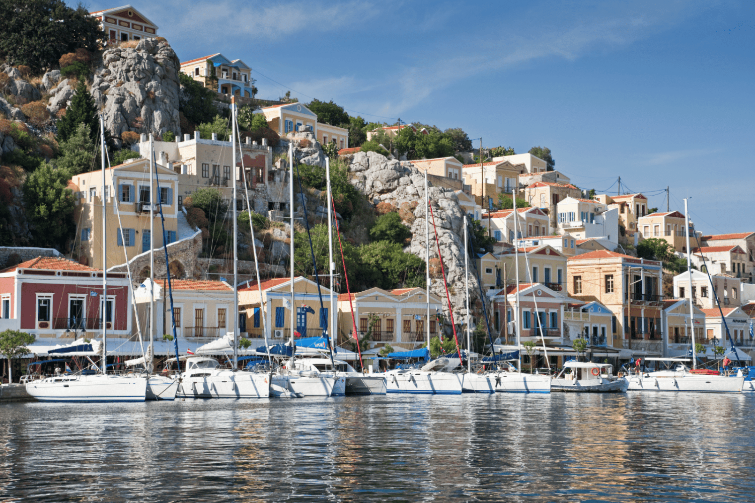 Symi island yacht on dock